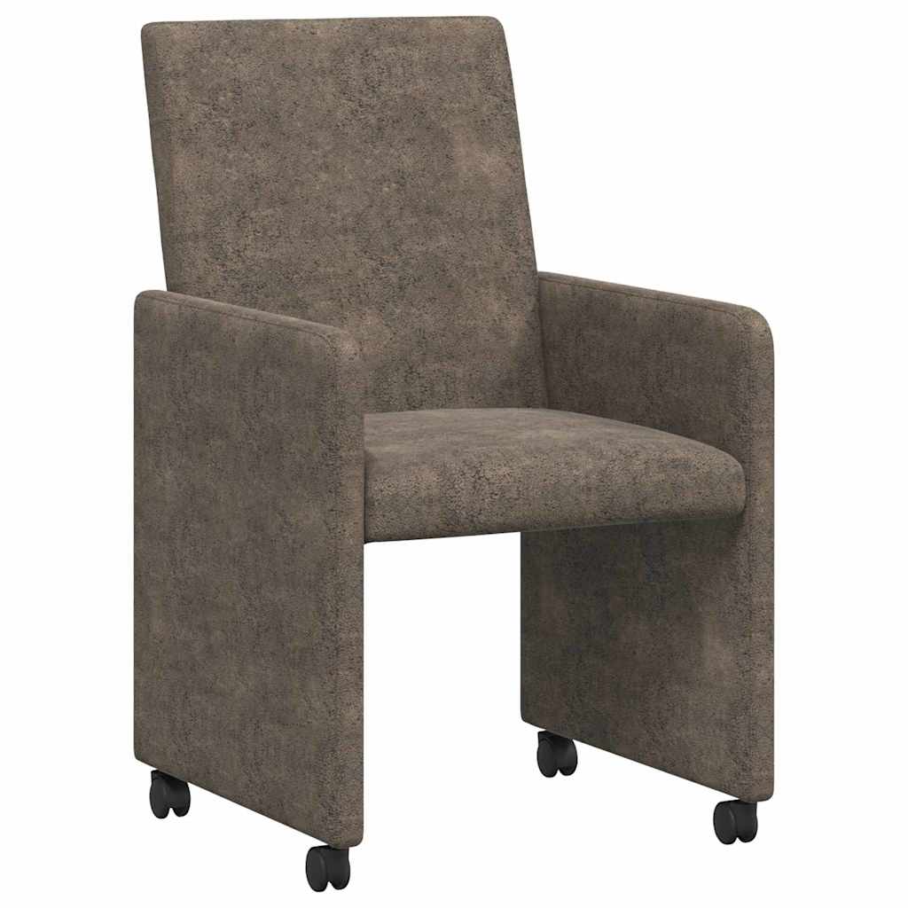 Sedie da Pranzo con Ruote 2 pcs Grigio scuro 57 x 66 x 94 cm