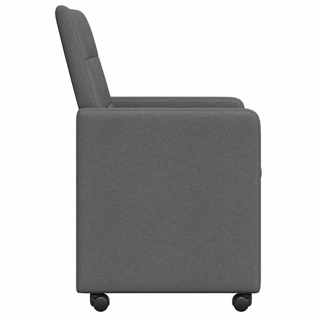 Sedie da Pranzo con Ruote 2 pcs Grigio scuro 58 x 65 x 94 cm