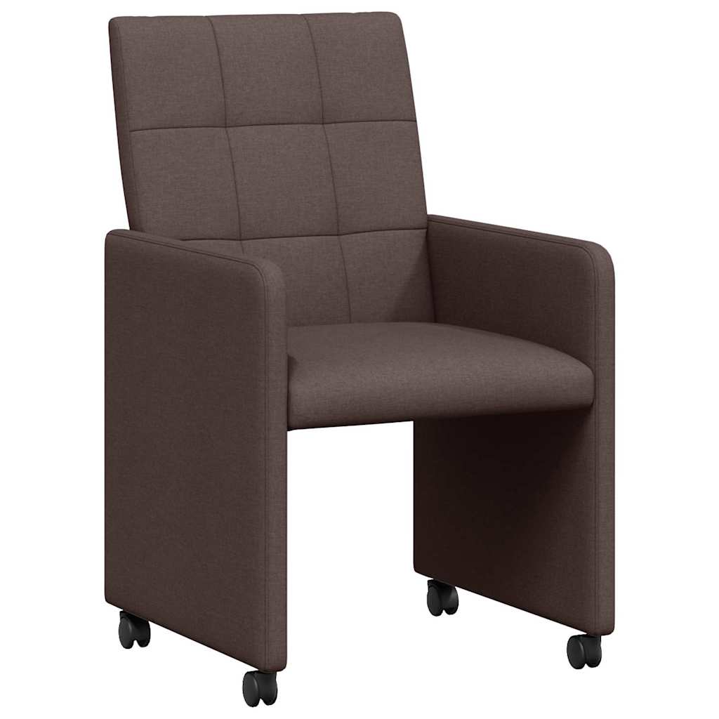 Sedie da Pranzo con Ruote 2 pcs Marrone scuro 58 x 65 x 94 cm