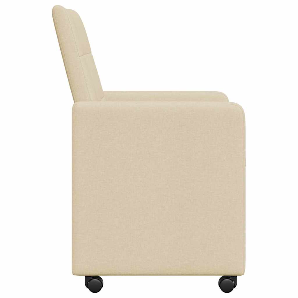 Sedie da Pranzo con Ruote 2 pcs Crema 58 x 65 x 94 cm Tessuto