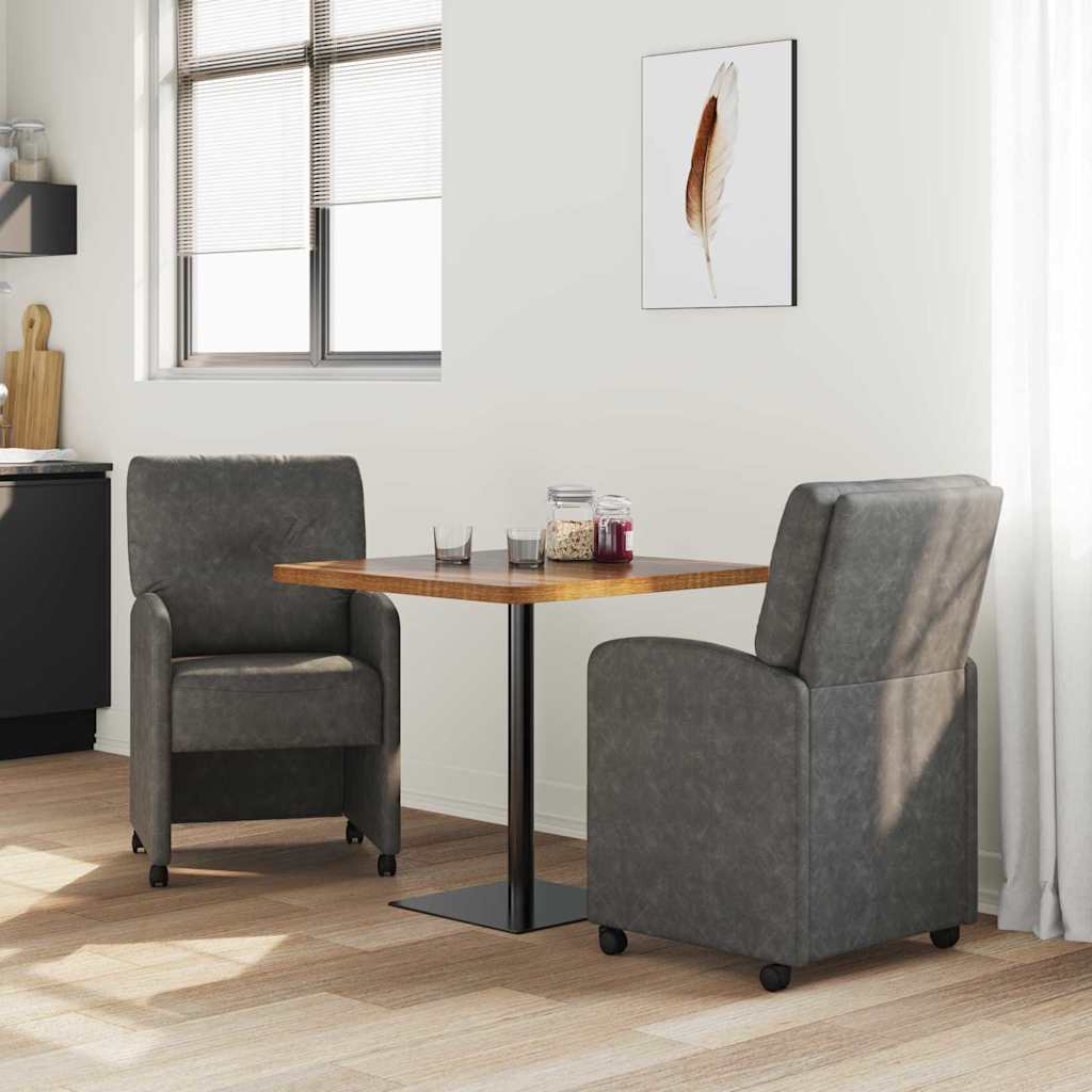 Sedie da Pranzo con Ruote con ruote 2 pcs Nero 57 x 67 x 95 cm