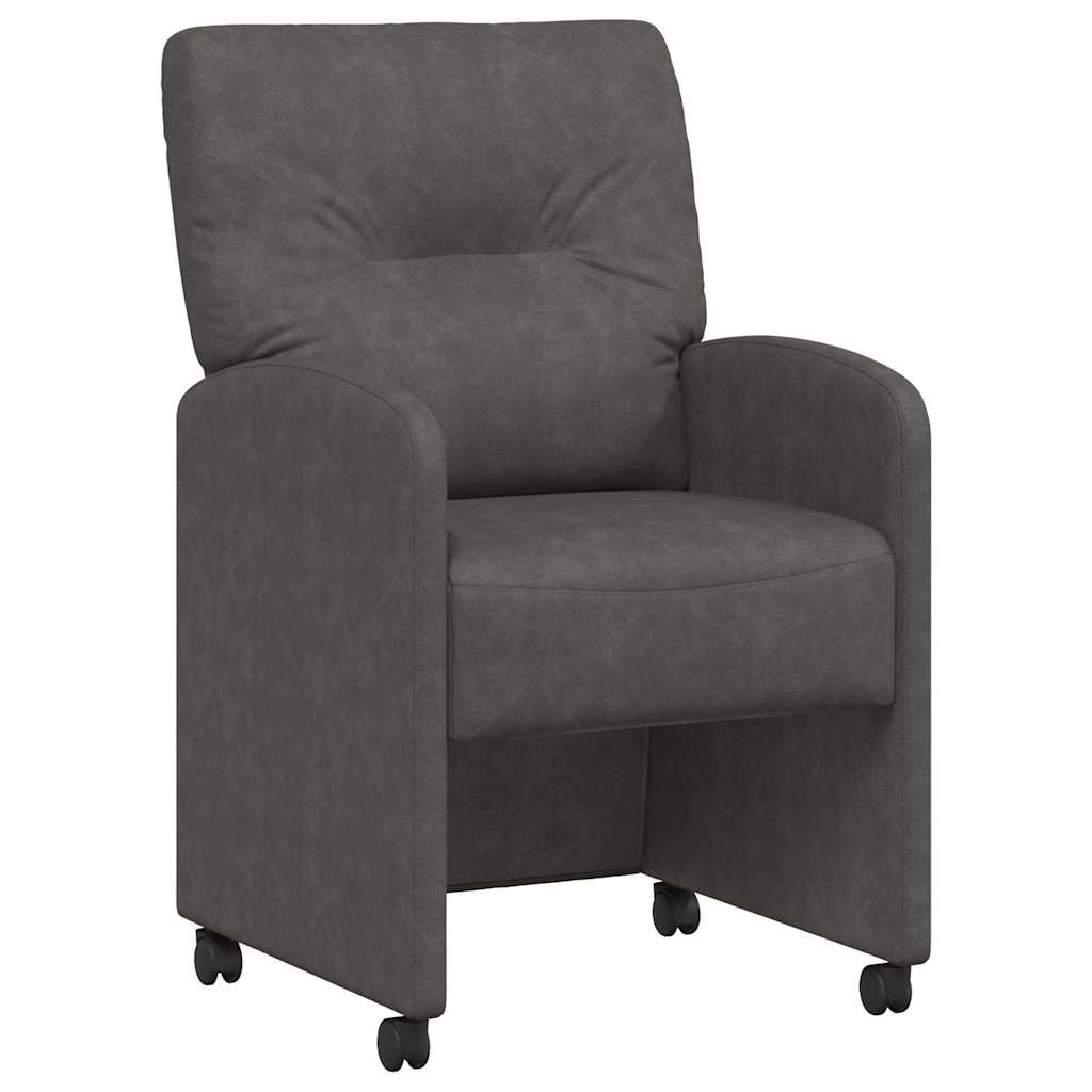 Sedie da Pranzo con Ruote con ruote 2 pcs Nero 57 x 67 x 95 cm