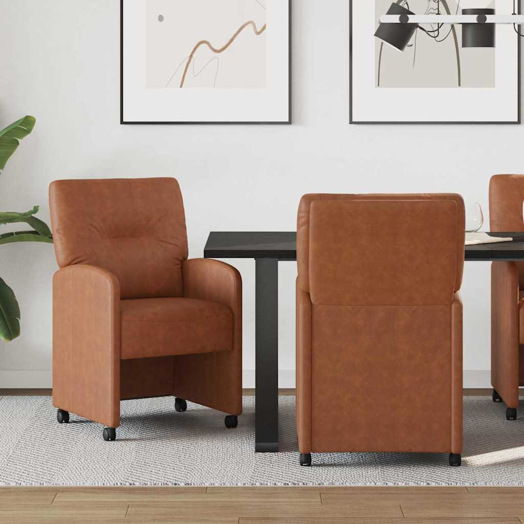 Sedie da Pranzo con Ruote 2 pcs Marrone 57 x 67 x 95 cm