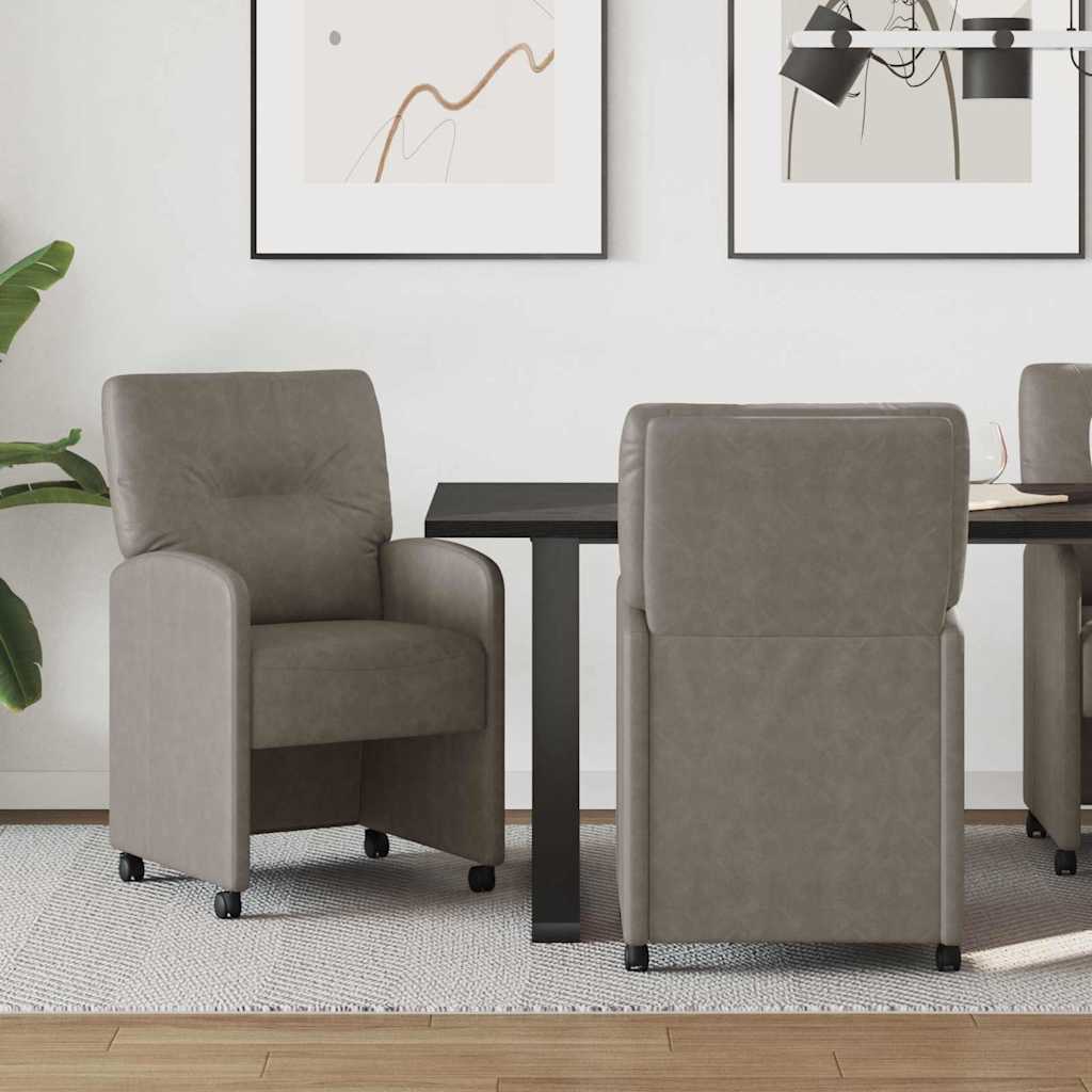 Sedie da Pranzo con Ruote 2 pcs Grigio 57 x 67 x 95 cm