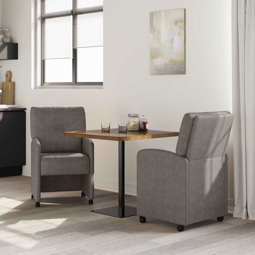 Sedie da Pranzo con Ruote 2 pcs Grigio 57 x 67 x 95 cm