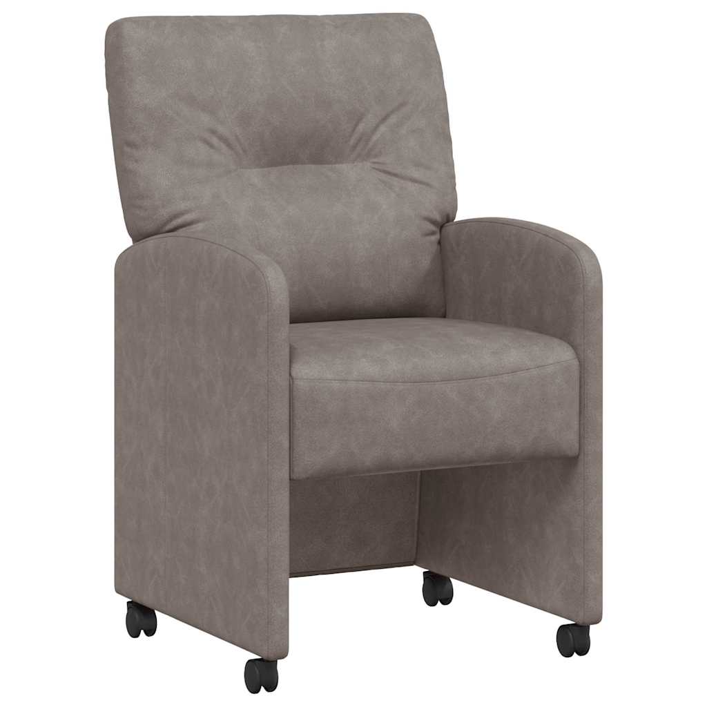 Sedie da Pranzo con Ruote 2 pcs Grigio 57 x 67 x 95 cm