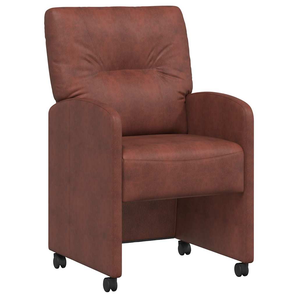 Sedie da Pranzo con Ruote 2 pcs Marrone lucido 57 x 67 x 95 cm