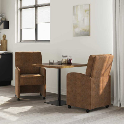 Sedie da Pranzo con Ruote 2 pcs Marrone 57 x 67 x 95 cm