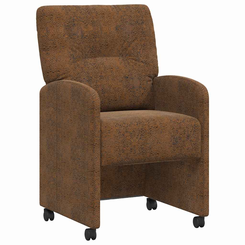 Sedie da Pranzo con Ruote 2 pcs Marrone 57 x 67 x 95 cm