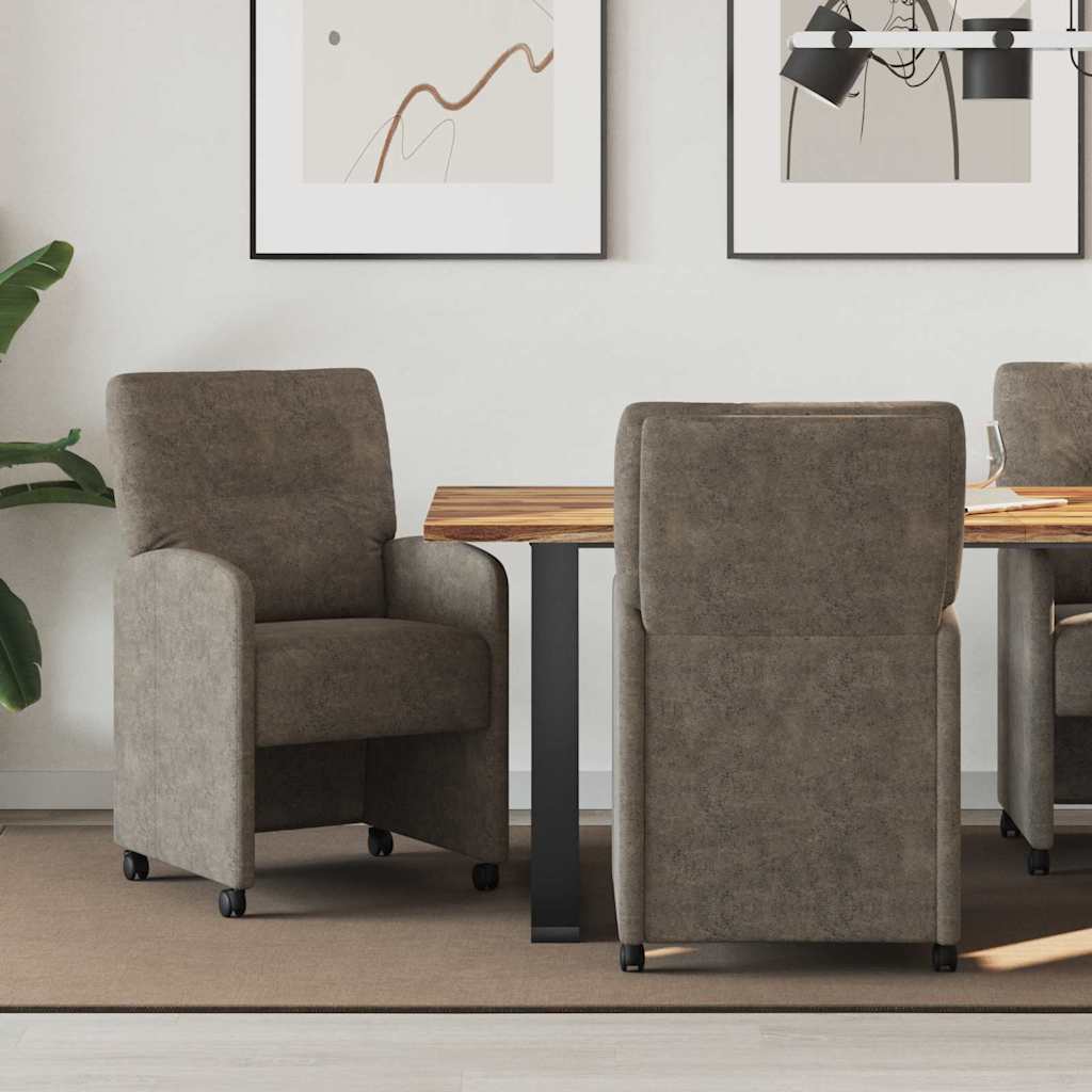 Sedie da Pranzo con Ruote 2 pcs Grigio scuro 57 x 67 x 95 cm
