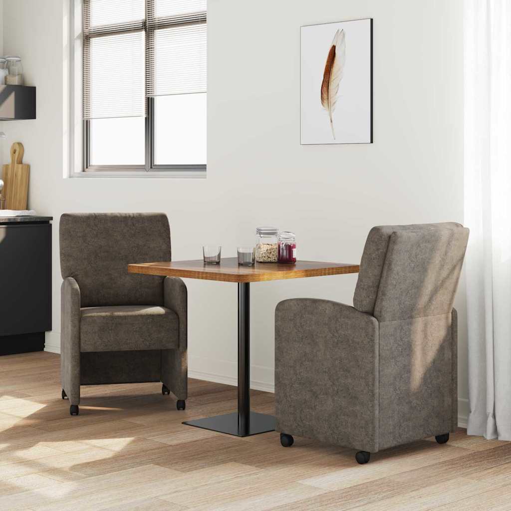 Sedie da Pranzo con Ruote 2 pcs Grigio scuro 57 x 67 x 95 cm