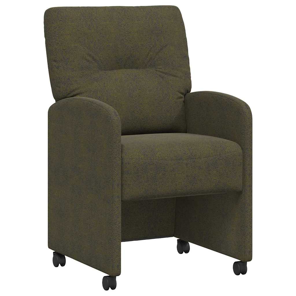 Sedie da Pranzo con Ruote 2 pcs Verde militare 57 x 67 x 95 cm