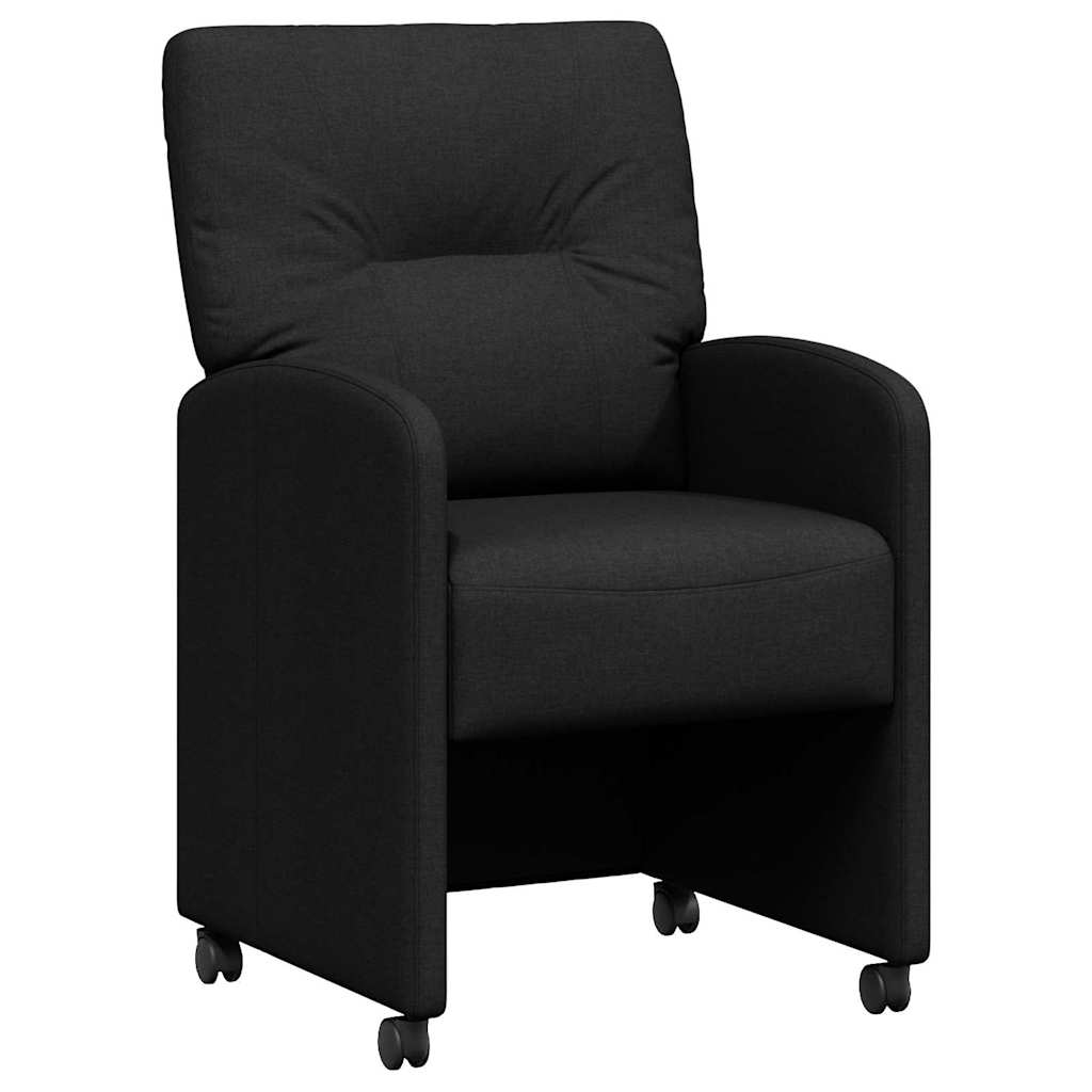 Sedie da Pranzo con Ruote 2 pcs Nero 57 x 67 x 95 cm Tessuto