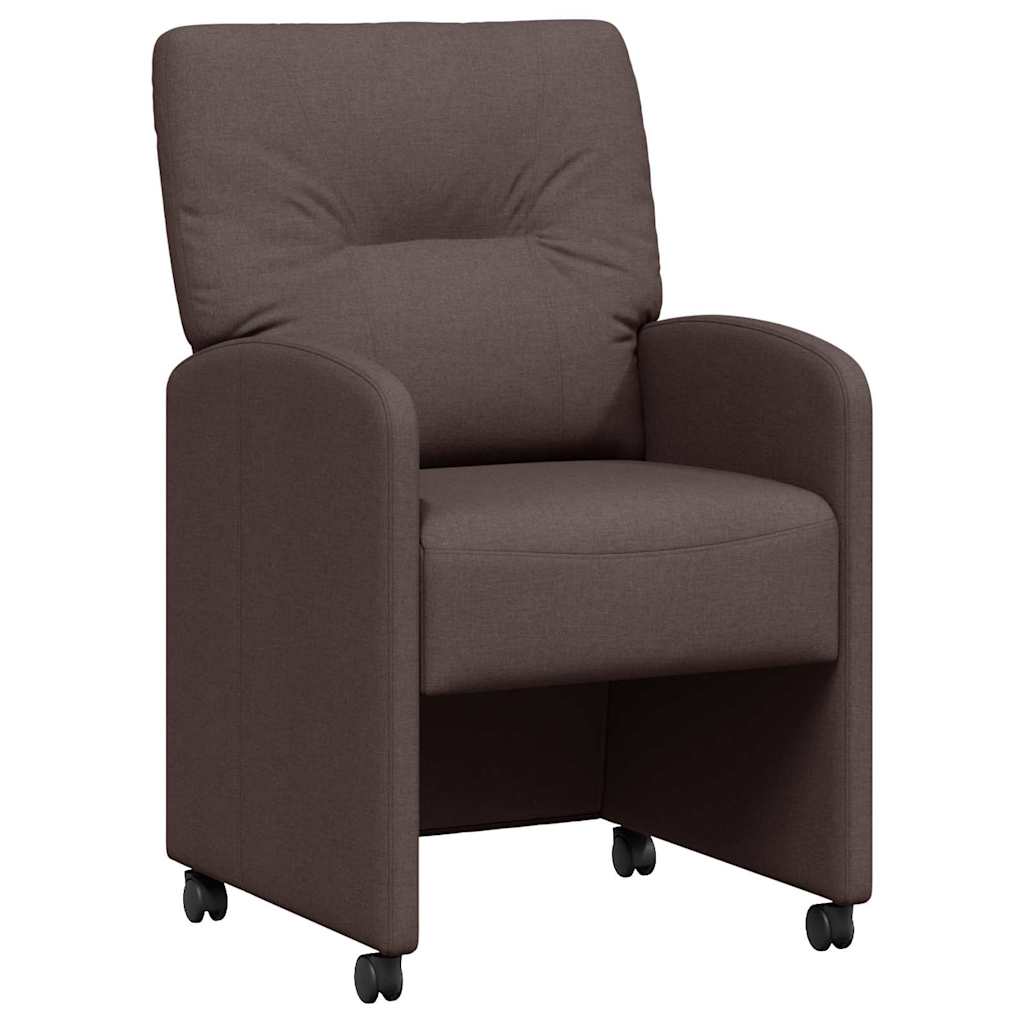 Sedie da Pranzo con Ruote 2 pcs Marrone scuro 57 x 67 x 95 cm