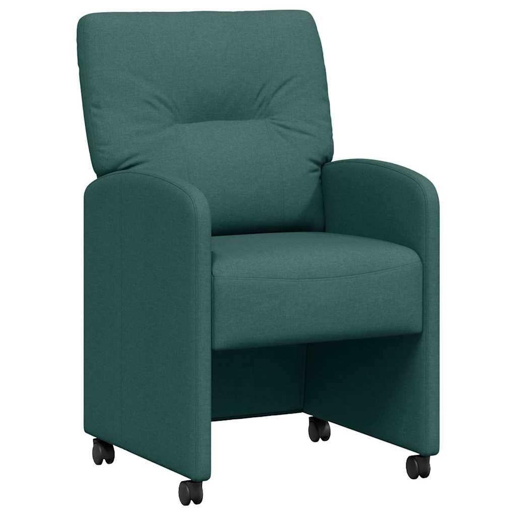 Sedie da Pranzo con Ruote 2 pcs Verde scuro 57 x 67 x 95 cm