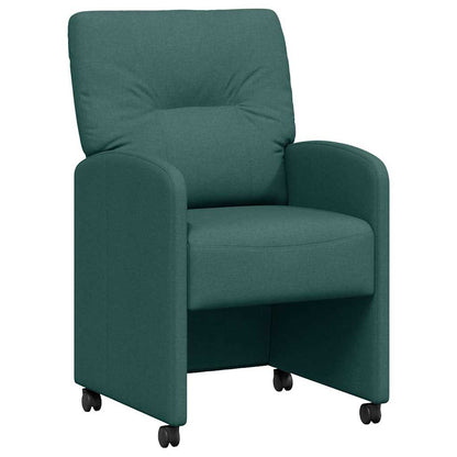 Sedie da Pranzo con Ruote 2 pcs Verde scuro 57 x 67 x 95 cm