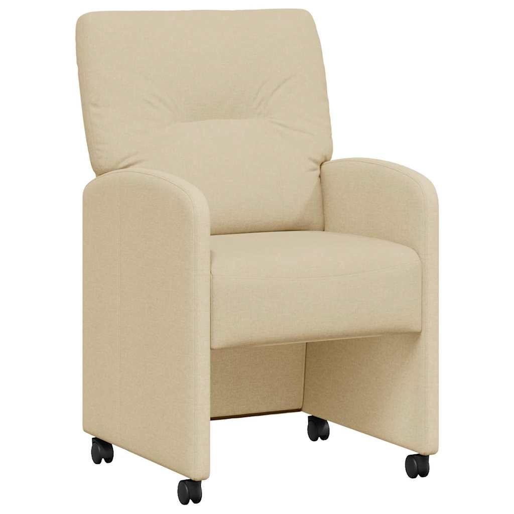 Sedie da Pranzo con Ruote 2 pcs Crema 57 x 67 x 95 cm Tessuto