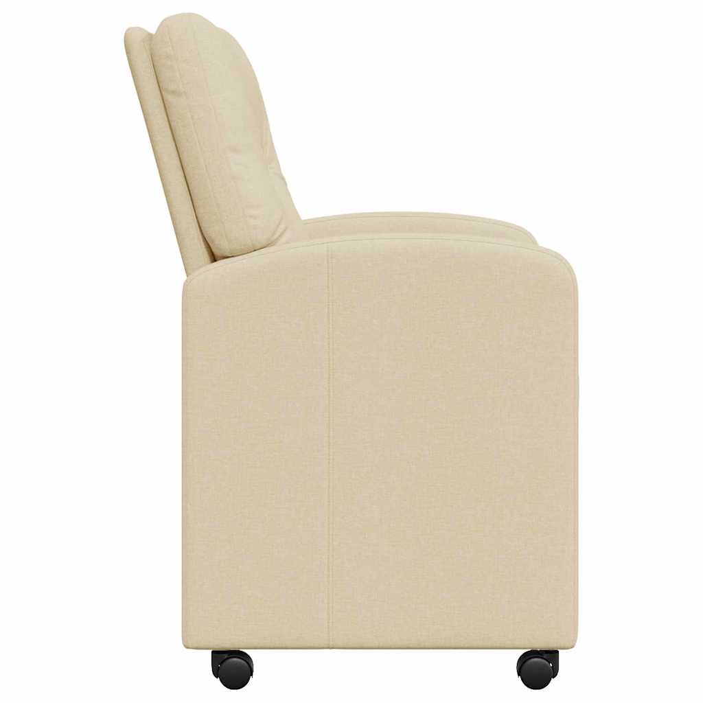 Sedie da Pranzo con Ruote 2 pcs Crema 57 x 67 x 95 cm Tessuto