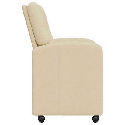 Sedie da Pranzo con Ruote 2 pcs Crema 57 x 67 x 95 cm Tessuto