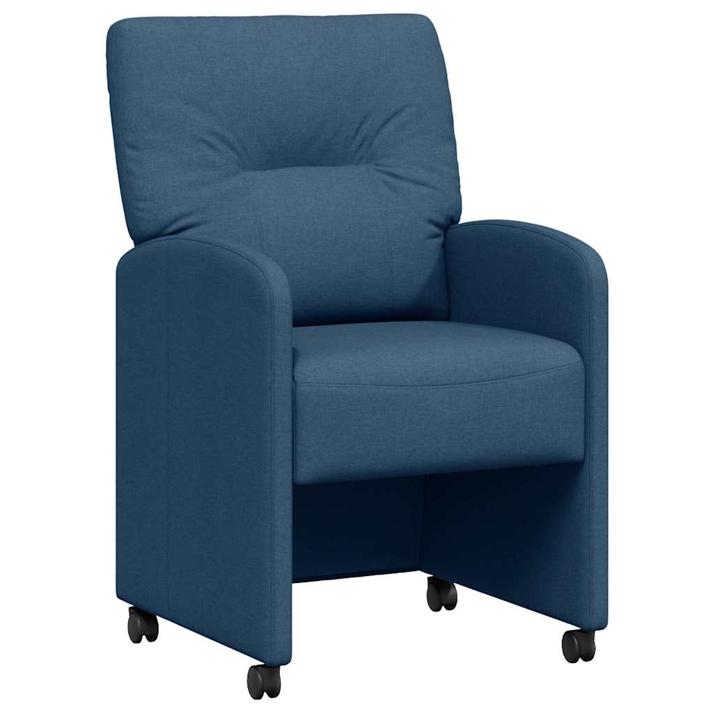 Sedie da Pranzo con Ruote 2 pcs Blu 57 x 67 x 95 cm Tessuto