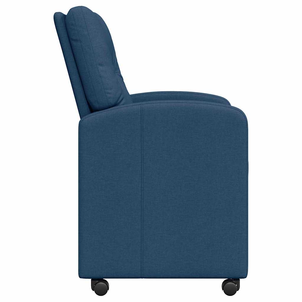 Sedie da Pranzo con Ruote 2 pcs Blu 57 x 67 x 95 cm Tessuto
