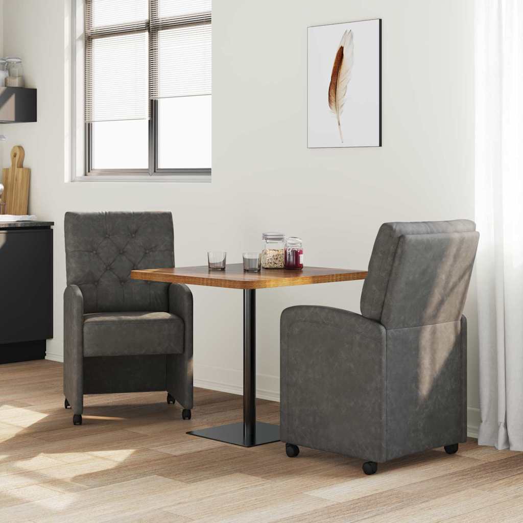Sedie da Pranzo con Ruote con ruote 2 pcs Nero 58 x 67 x 97 cm