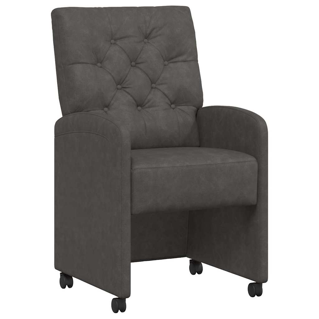 Sedie da Pranzo con Ruote con ruote 2 pcs Nero 58 x 67 x 97 cm