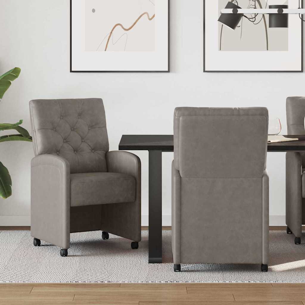 Sedie da Pranzo con Ruote 2 pcs Grigio 58 x 67 x 97 cm
