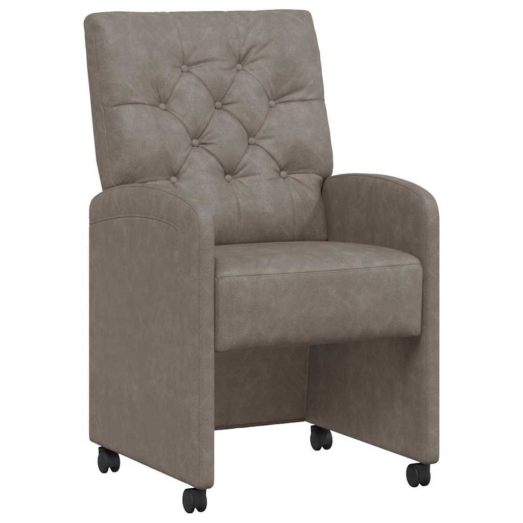 Sedie da Pranzo con Ruote 2 pcs Grigio 58 x 67 x 97 cm