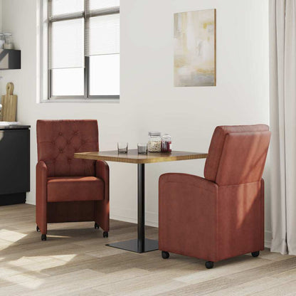 Sedie da Pranzo con Ruote 2 pcs Marrone lucido 58 x 67 x 97 cm