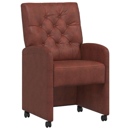 Sedie da Pranzo con Ruote 2 pcs Marrone lucido 58 x 67 x 97 cm