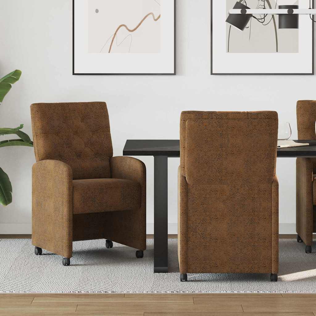 Sedie da Pranzo con Ruote 2 pcs Marrone 58 x 67 x 97 cm