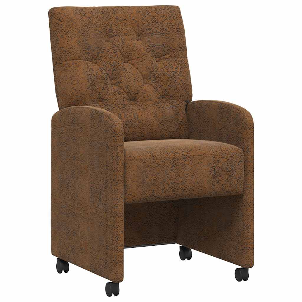 Sedie da Pranzo con Ruote 2 pcs Marrone 58 x 67 x 97 cm
