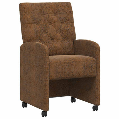 Sedie da Pranzo con Ruote 2 pcs Marrone 58 x 67 x 97 cm