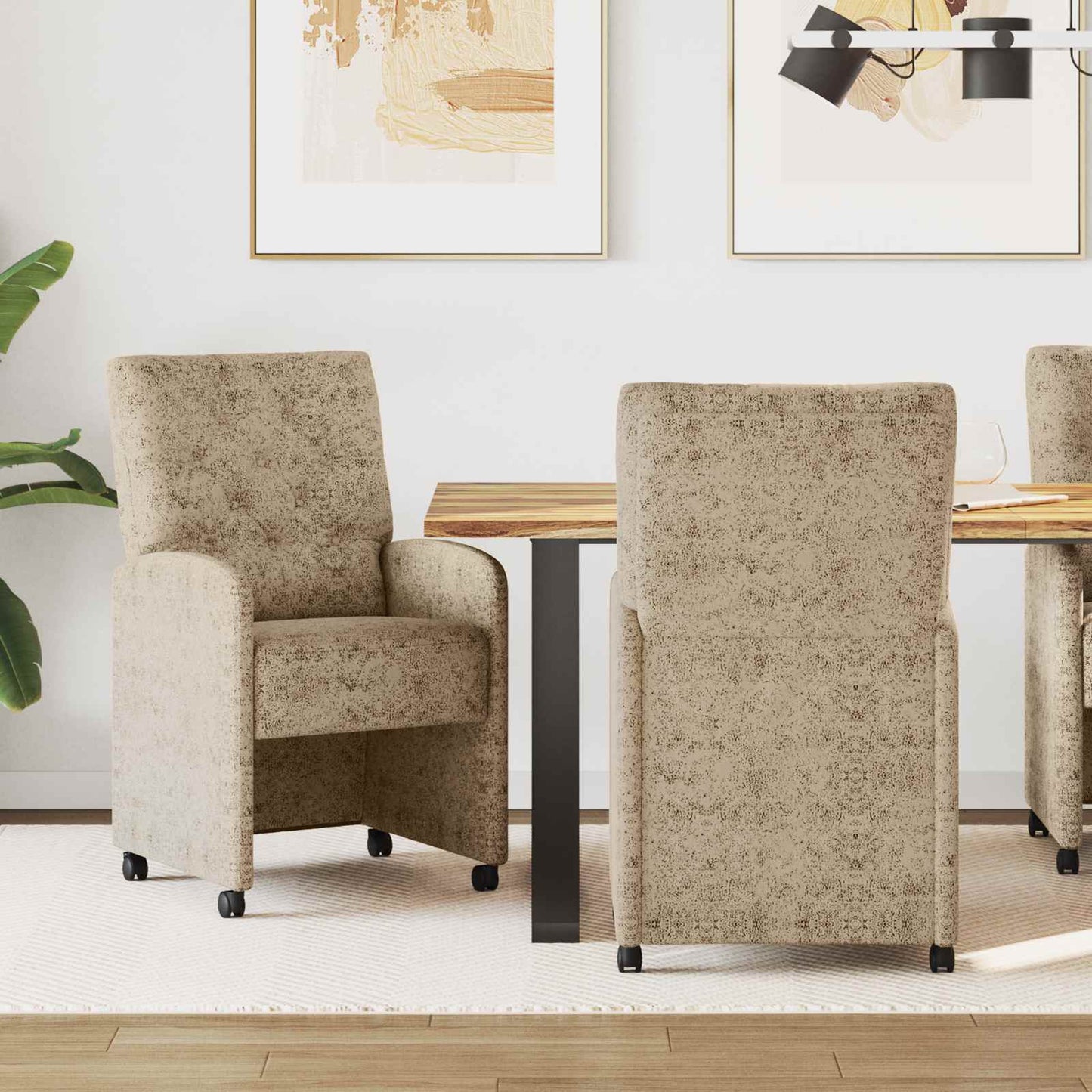 Sedie da Pranzo con Ruote 2 pcs Grigio chiaro 58 x 67 x 97 cm