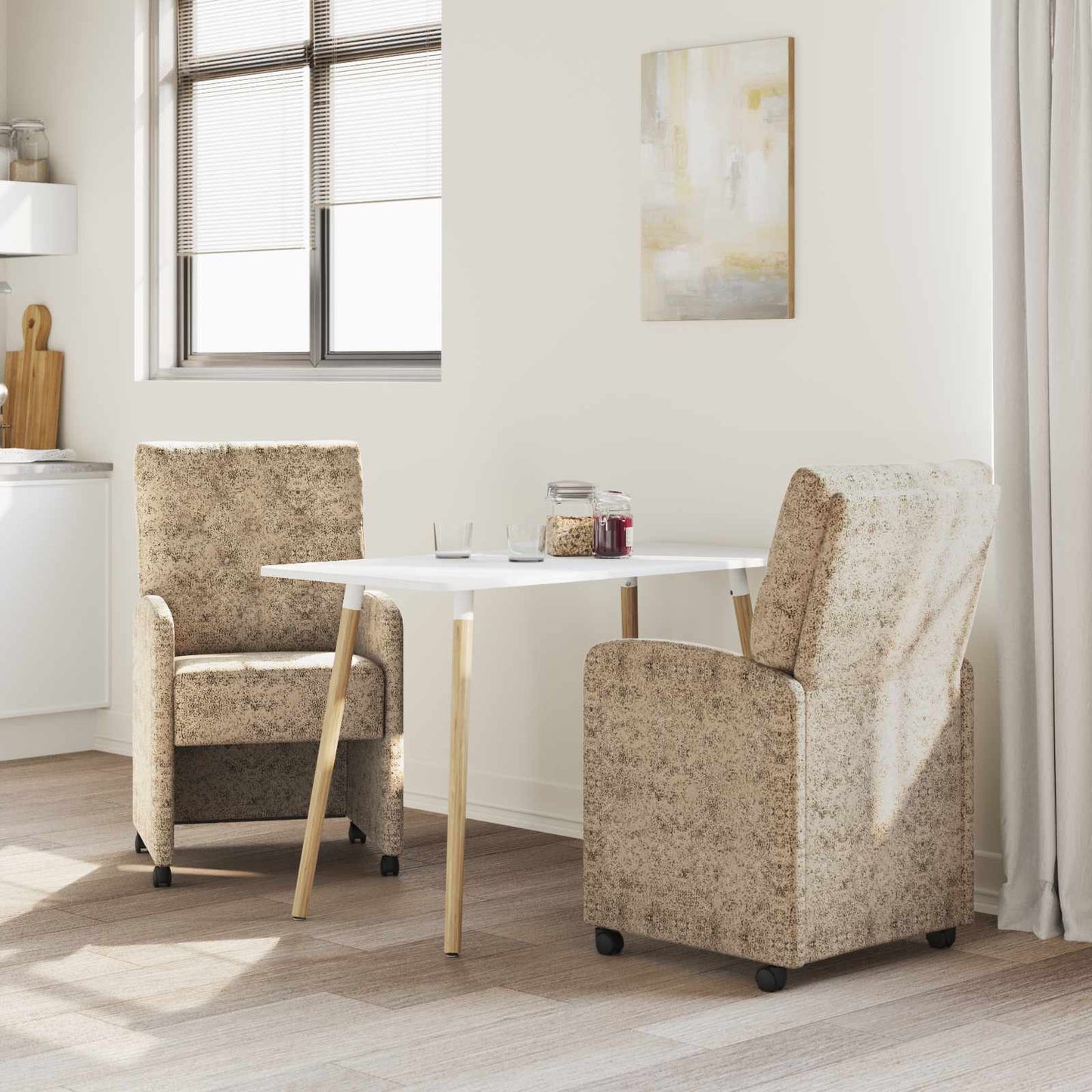 Sedie da Pranzo con Ruote 2 pcs Grigio chiaro 58 x 67 x 97 cm