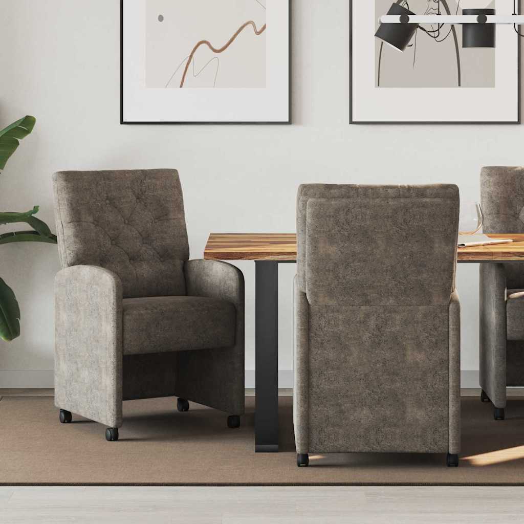 Sedie da Pranzo con Ruote 2 pcs Grigio scuro 58 x 67 x 97 cm