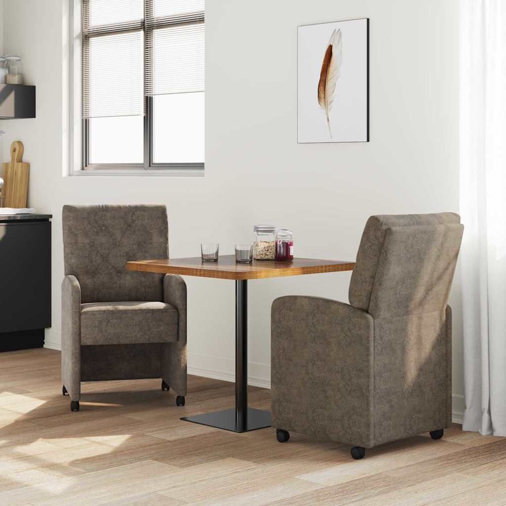Sedie da Pranzo con Ruote 2 pcs Grigio scuro 58 x 67 x 97 cm