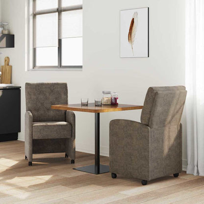 Sedie da Pranzo con Ruote 2 pcs Grigio scuro 58 x 67 x 97 cm