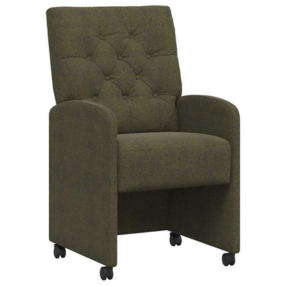 Sedie da Pranzo con Ruote 2 pcs Verde militare 58 x 67 x 97 cm