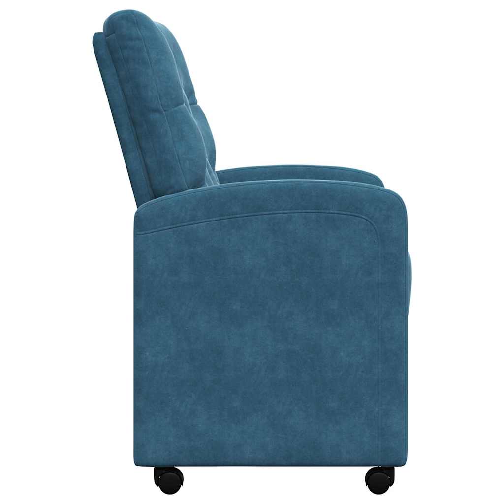 Sedie da Pranzo con Ruote 2 pcs Blu 58 x 67 x 97 cm Velluto