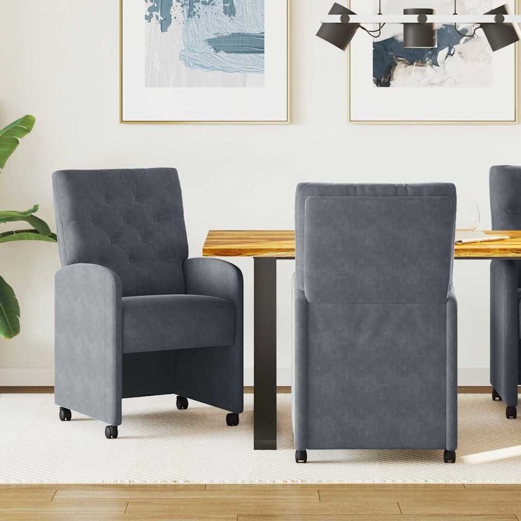 Sedie da Pranzo con Ruote 2 pcs Grigio scuro 58 x 67 x 97 cm