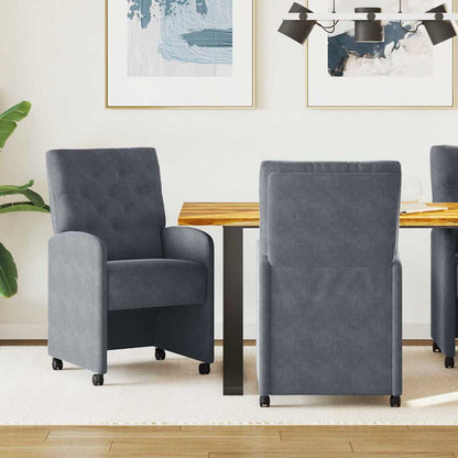 Sedie da Pranzo con Ruote 2 pcs Grigio scuro 58 x 67 x 97 cm