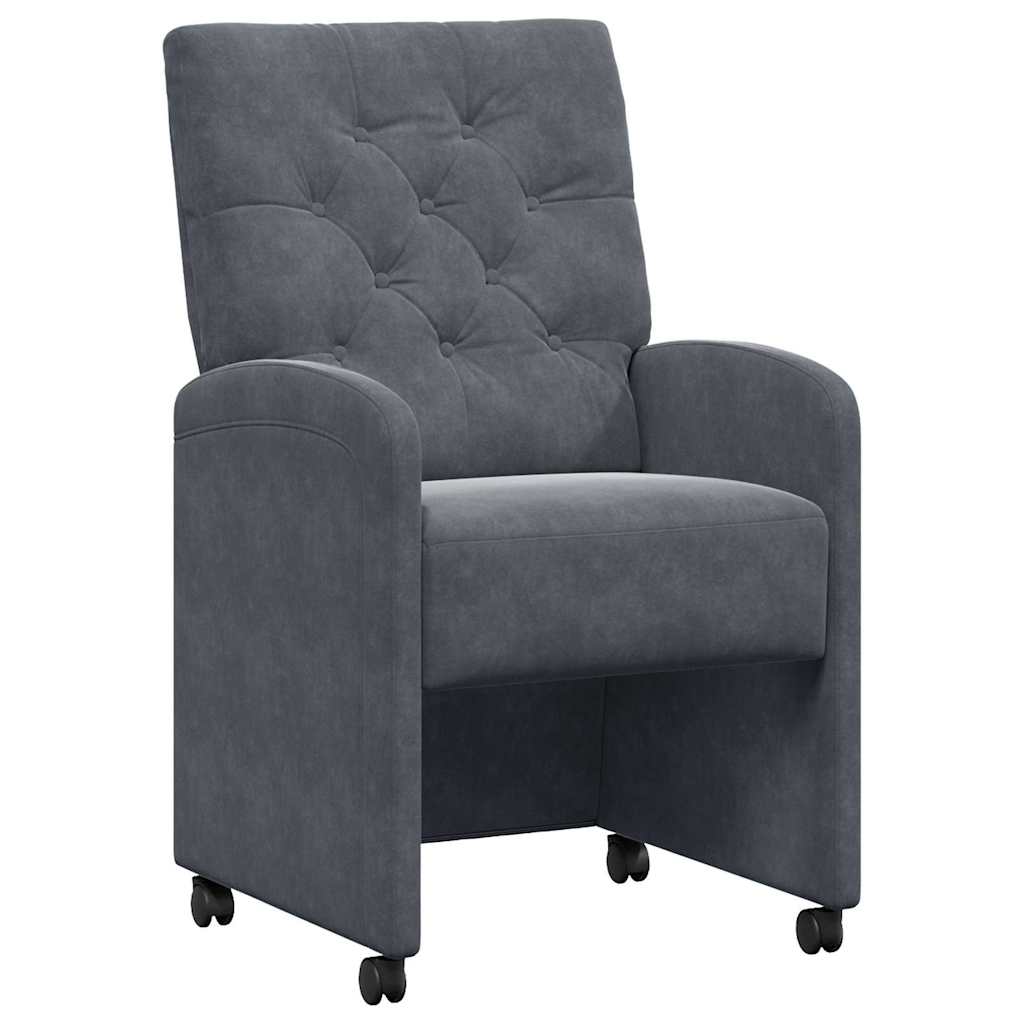 Sedie da Pranzo con Ruote 2 pcs Grigio scuro 58 x 67 x 97 cm