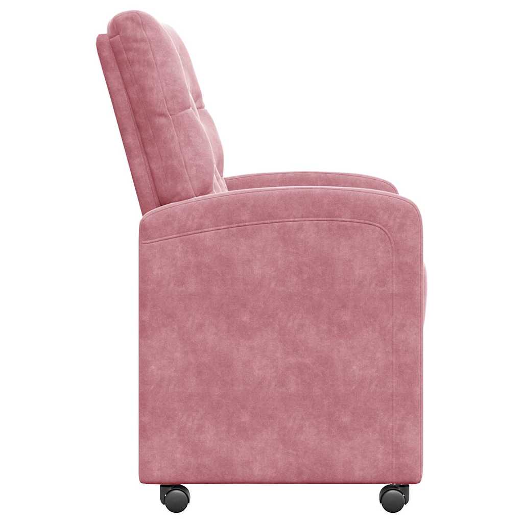 Sedie da Pranzo con Ruote 2 pcs Rosa 58 x 67 x 97 cm Velluto