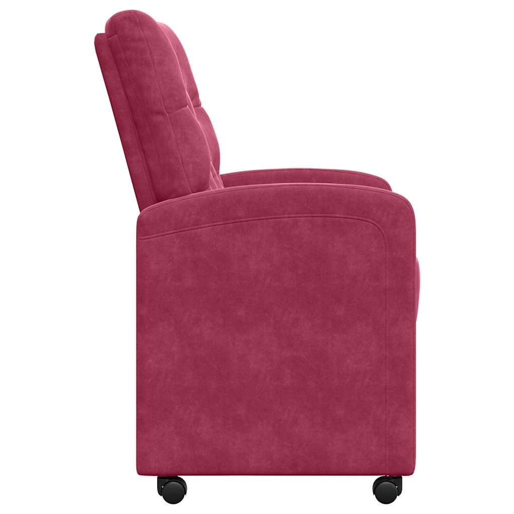 Sedie da Pranzo con Ruote 2 pcs Rosso vino 58 x 67 x 97 cm