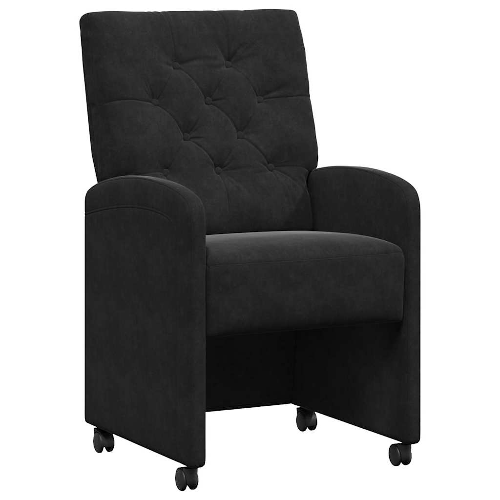 Sedie da Pranzo con Ruote 2 pcs Nero 58 x 67 x 97 cm Velluto