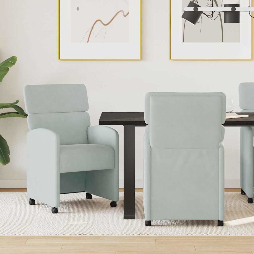 Sedie da Pranzo con Ruote 2 pcs Grigio chiaro 58 x 65 x 98 cm