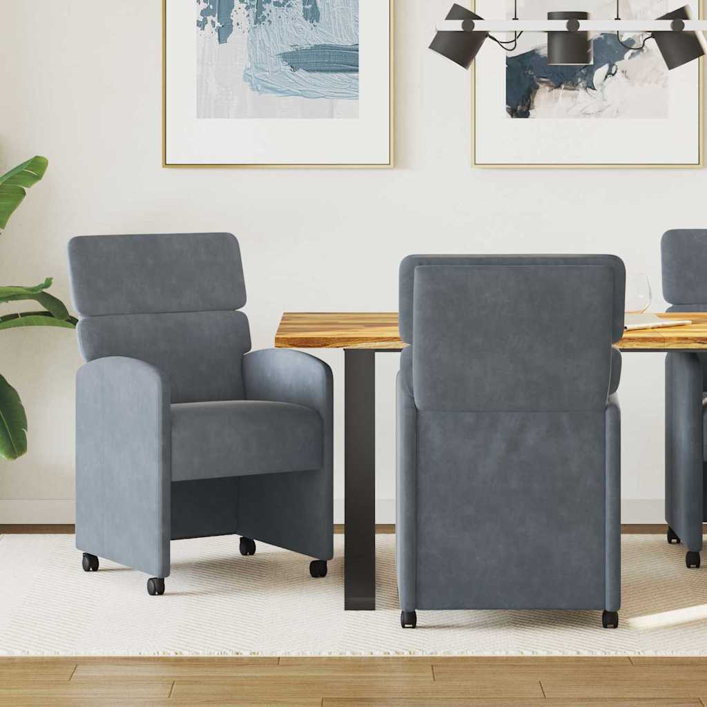 Sedie da Pranzo con Ruote 2 pcs Grigio scuro 58 x 65 x 98 cm