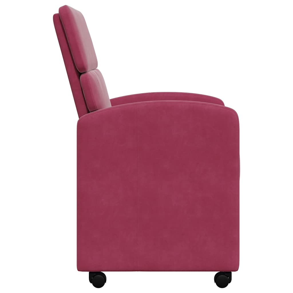 Sedie da Pranzo con Ruote 2 pcs Rosso vino 58 x 65 x 98 cm